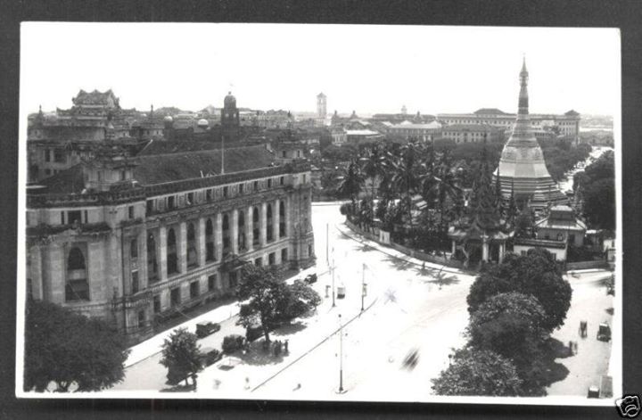 The view down Sule Pagoda Road in 1939