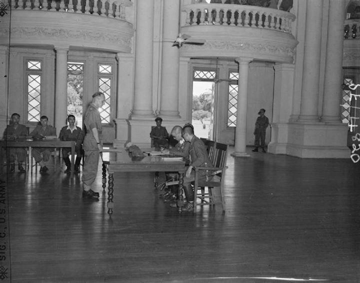 The Japanese surrender at Government House, Rangoon