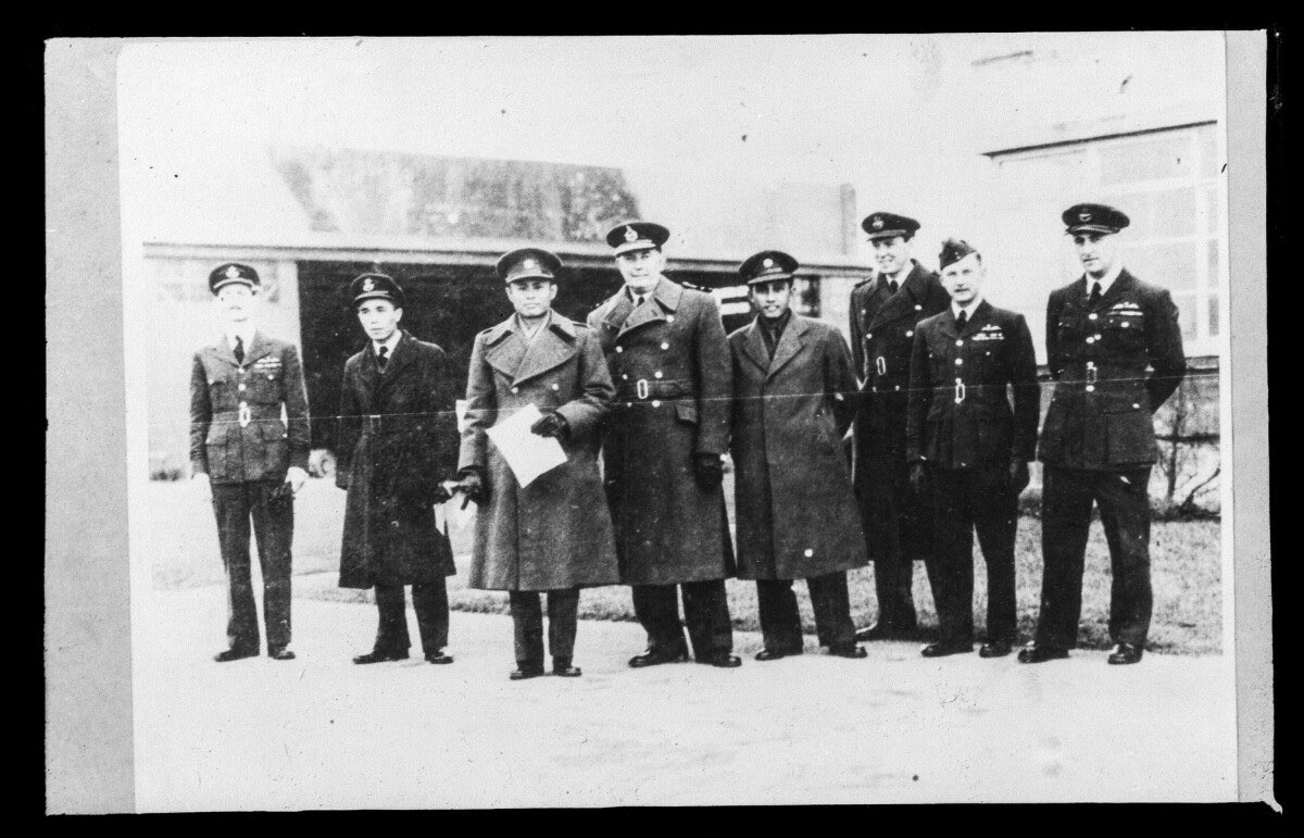 General Aung San with British military officers during his trip to the UK in 1946-47